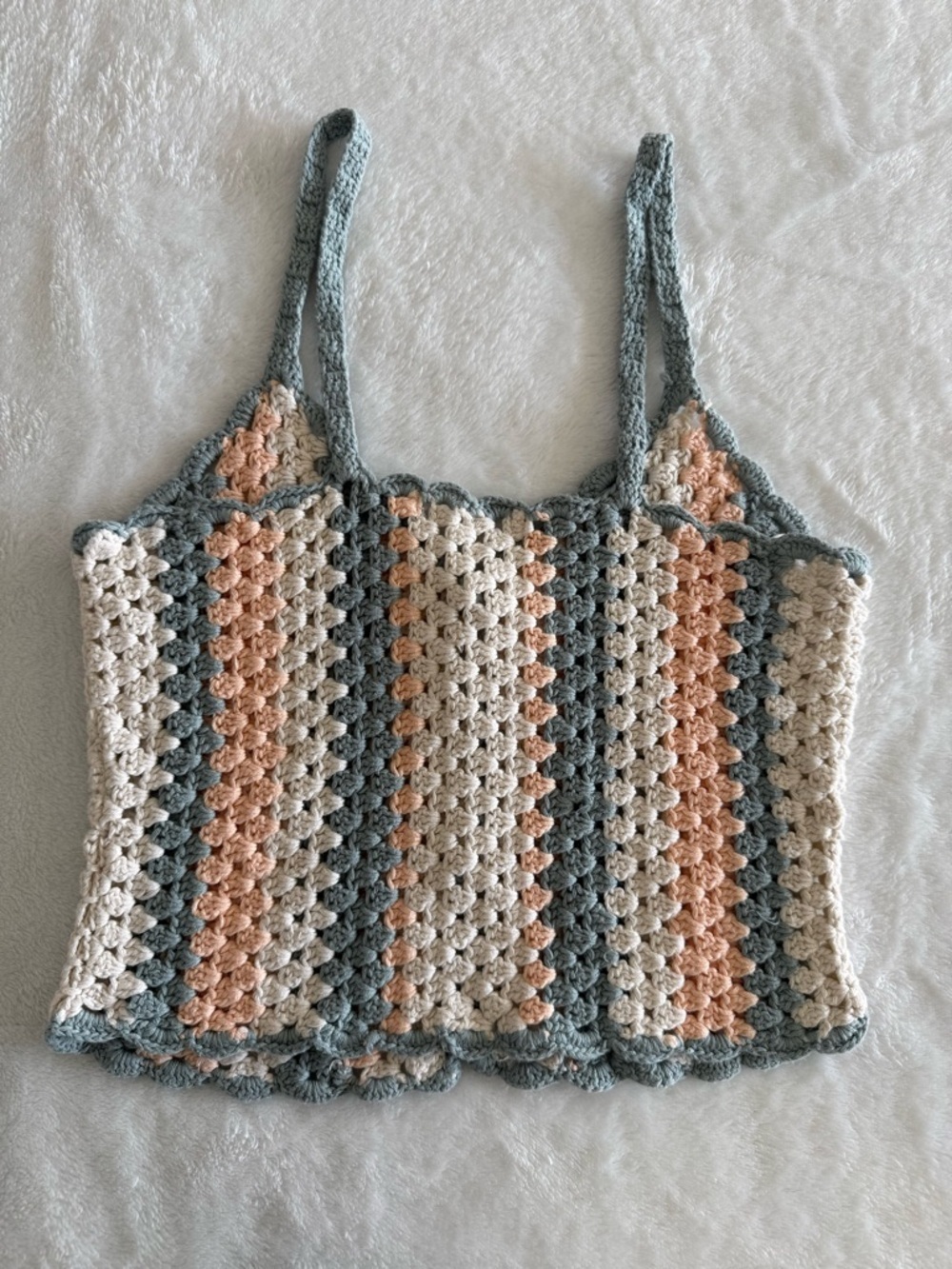 Crochet Knit Tank Top – Cottagecore Boho Button Front Cami - Picture 7 of 7